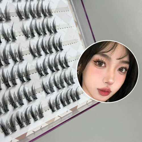 (01) Glue-free Wispy Lashes 9-13mm Black for Cosplay