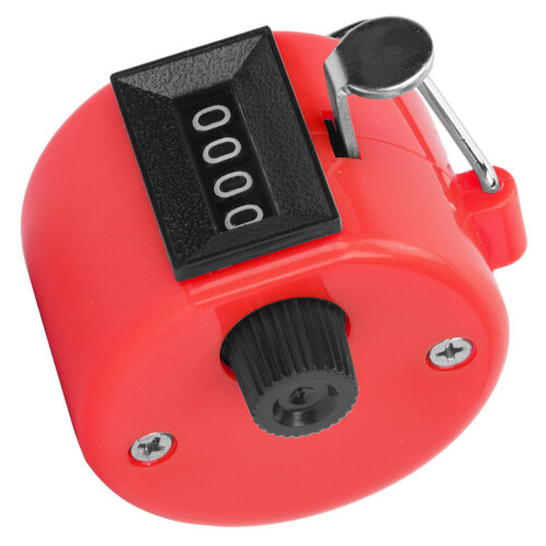 4-Digit Hand Tally Counter with Hook, ABS Plastic, 46x32mm, Multiple Colors