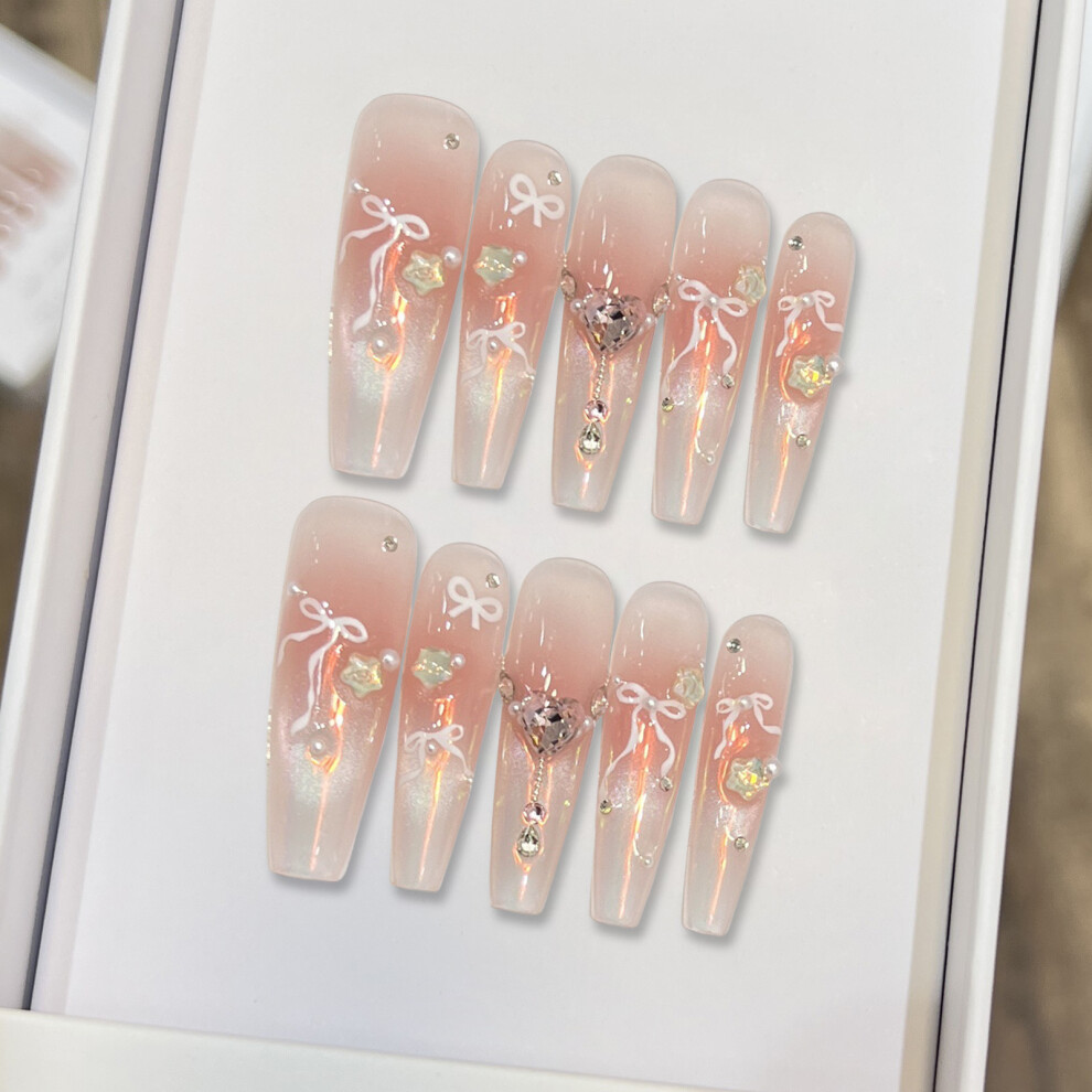 Reach-Tools (Slim Dog) Glitter French Press-On Nails With Rhinestones & Pearls
