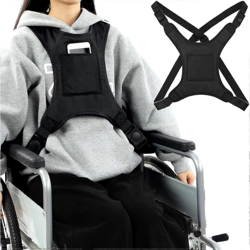 Wheelchair Seat Belt for Adults Wheelchair Chest Harness Safety Strap Seatbelt for Elderly and Disabled Torso Support Vest Restraint Ad