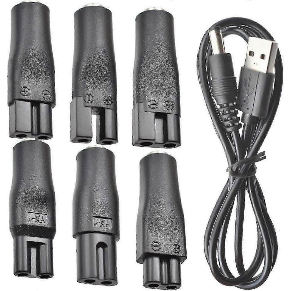 7 PCS Power Cord 5V Replacement Charger USB adapter Suitable for Electric Hair Clippers, Beard trimmers, Shavers, Beauty Instruments, D