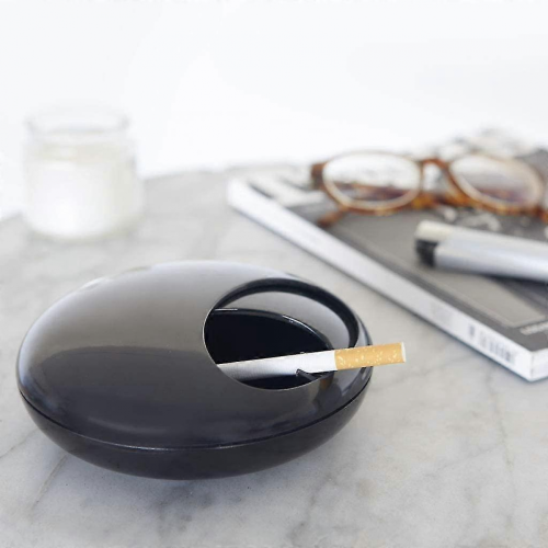 Pebble Ashtray With Lid(black) 1