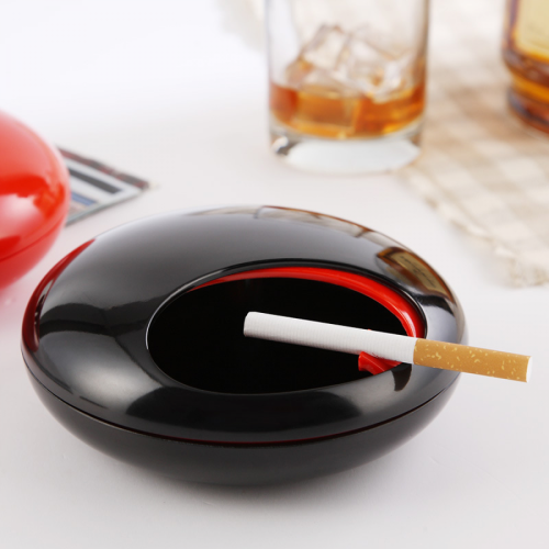 Pebble Ashtray With Lid(black)