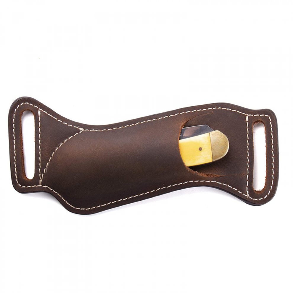 Leather/Cowhide Folding Knife Sheath For Belts Knife Cover Knife Storage Pouch Knife Protective Case Multitool Pouch Knife Pouch Brown/Black 6485316802625