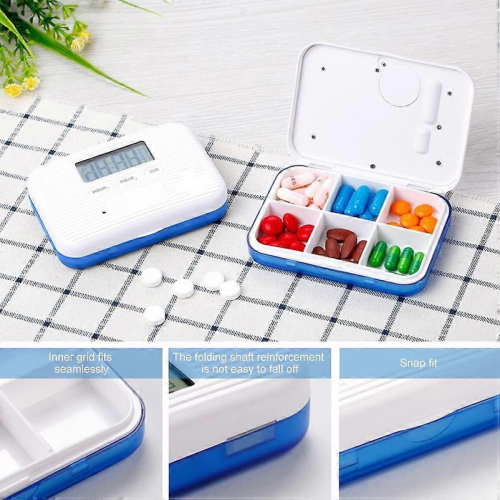 Automatic Pill Dispenser with LCD Display, Electronic EasyRead Boxes, 6 Compartments for Medication Management 1