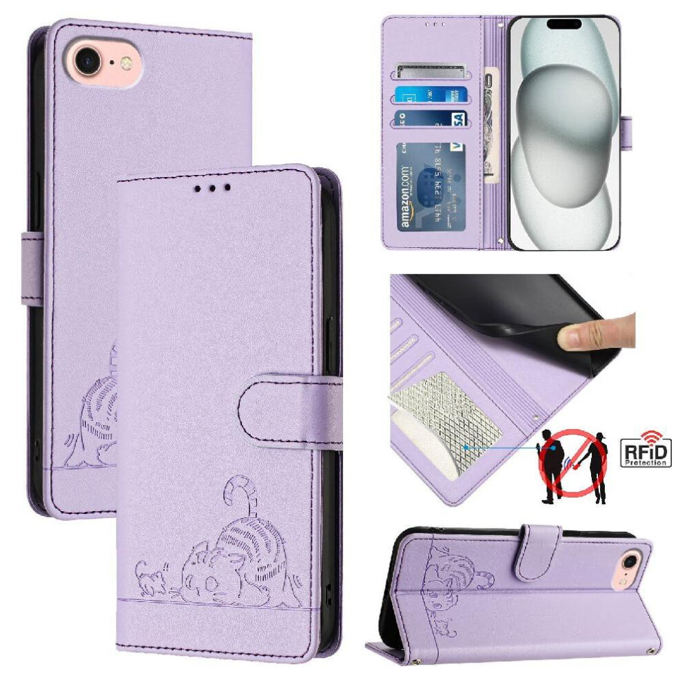 () Case For Iphone 17E Wallet Flip Cover Card Slot Holder Kickstand Cat Rfid 764563242320