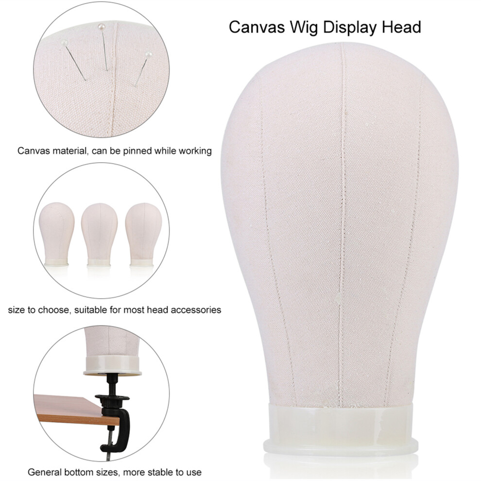 22 Inch Canvas Wig Head with Clamp