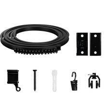 Flexible Bendable Curtain Track, Ceiling Wall Mounted, Black Curved Heavy Duty RV Sliding Curtain Track 5Meter