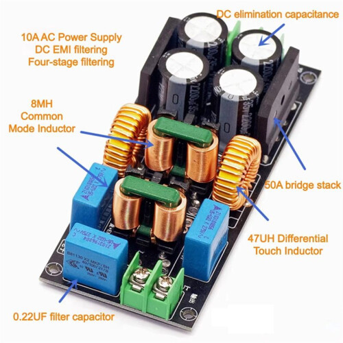 AC EMI Filter Audio Power Amplifier EMC EMI Electromagnetic Interference Purify Power  Differential Mode Common, 10A 2