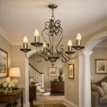 5 Arm Candle Chandelier Satin Chrome Liberty Light