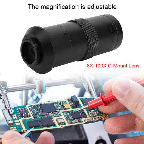 CCD Industrial Microscope Camera 8X-100X C Mount Lens 25mm Zoom 2