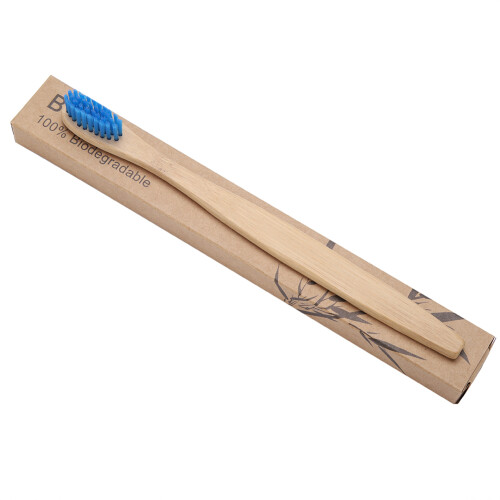 Eco Bamboo Toothbrush 6 Pack Soft Nylon Bristles  Blue Biodegradable Durable 1