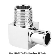 Aluminum Alloy 90 Heater Hose Fitting 1/2in NPT to 5/8in Barb