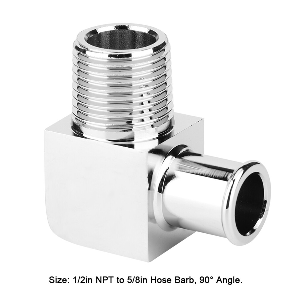 Aluminum Alloy 90 Heater Hose Fitting 1/2In Npt To 5/8In Barb 9381392551709