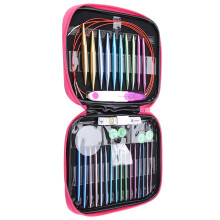 26Pcs Aluminum Knitting Needles Set with Circular Wires, 3.0-10.0mm