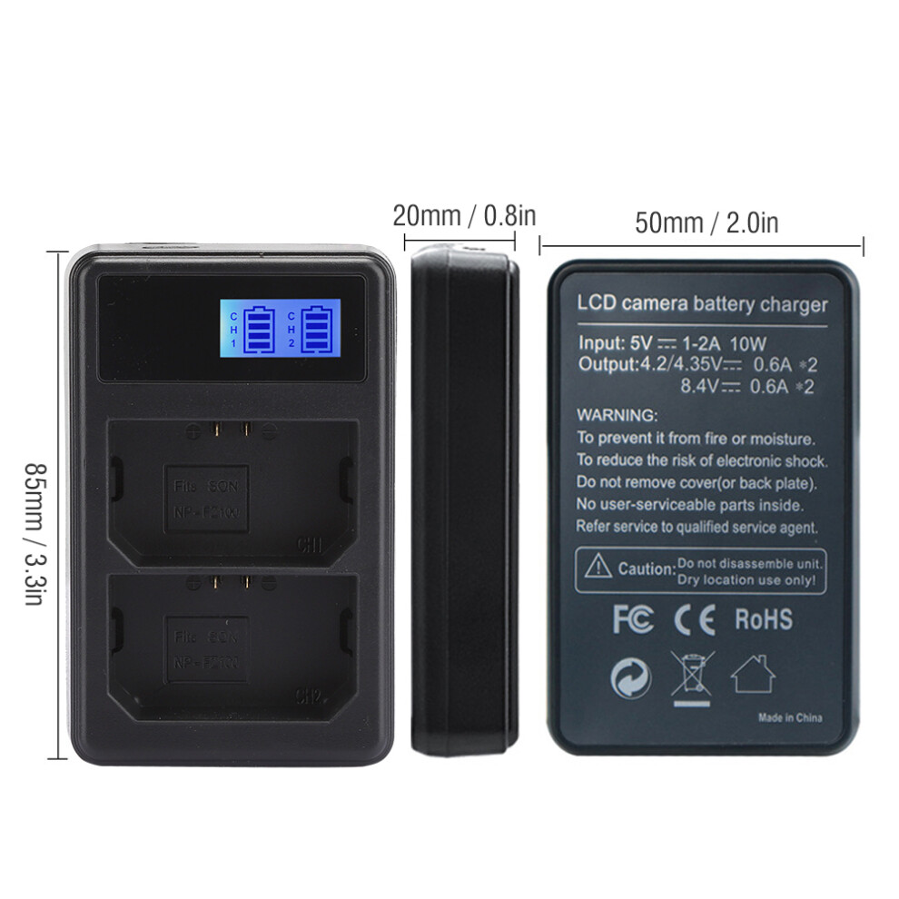 Dual Slot Np-Fz100 Battery Charger With Lcd For Camera, Black 4911392554506