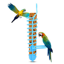 Bird Food & Perch Holder Basket for Parrots & Pet Birds Durable Plastic Blue