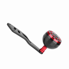 CNC Fishing Reel Handle Knob Black-Red, 109mm, Metal Replacement Parts