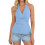 Womens Spring Tie Wrap Sleeveless Ruched V Neck-Sky Blue M 1