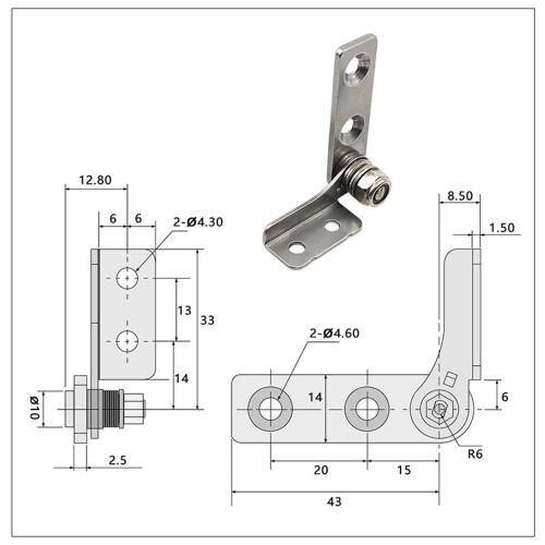 Premium Stainless Steel Adjustable Torque Hinges-0.8N.m Left B 2