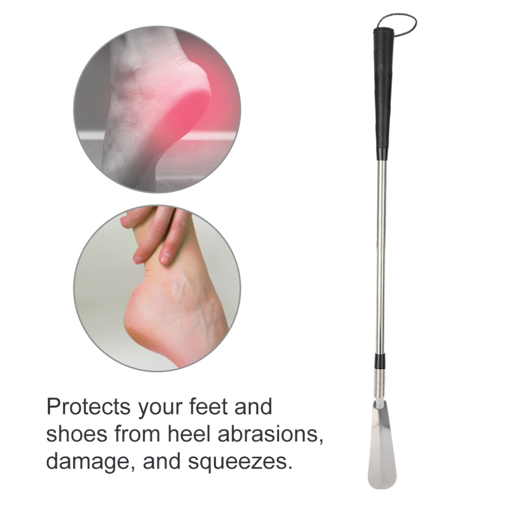 Stainless Steel Telescopic Shoe Horn with Non-Slip Handle, 60cm