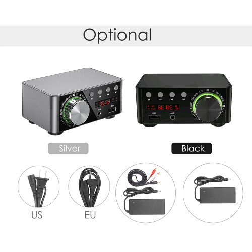 Mini BT5.0 100W Stereo Audio Amplifier Receiver, Black
