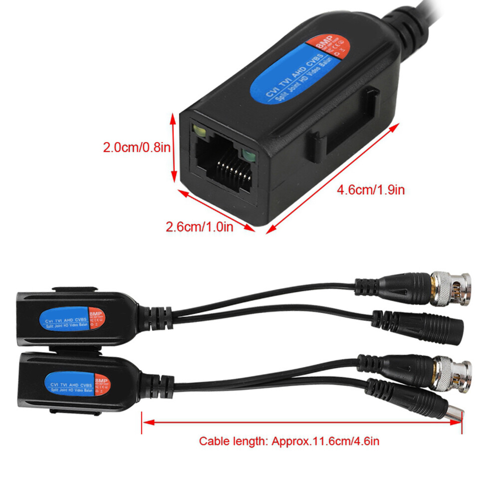 Passive Cctv Video Audio Balun Transceiver Jr-Hd216pv For Hd-Cvi, Hdtvi, Ahd 8431392775306