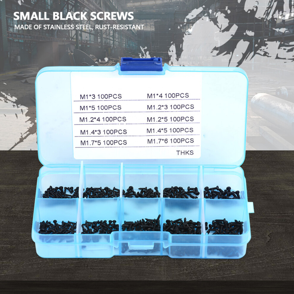 Assorted 1000Pcs M1-M1.7 Small Cross Head Self Tapping Bolts For Electronics 4931392558816