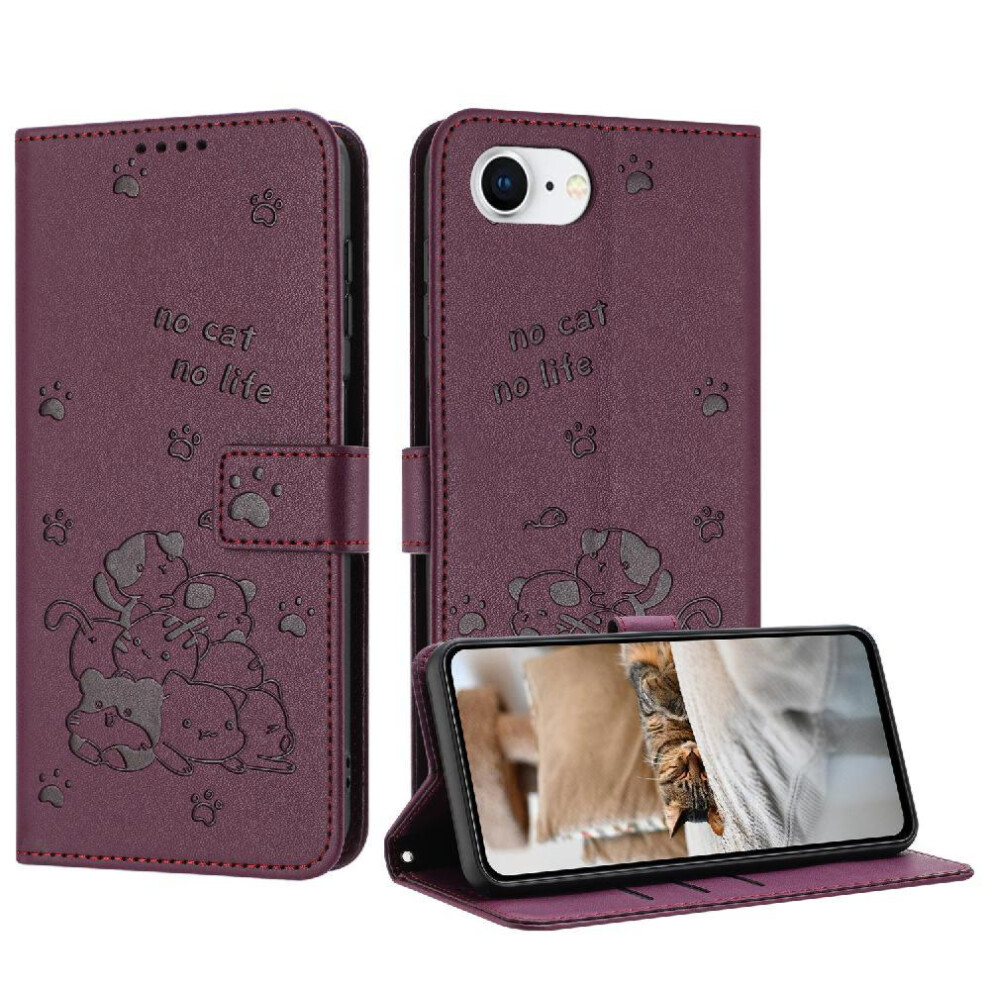 () Flip Case For Iphone 17E Leather Wallet Cute Cat Card Holder Kickstand Pu Leather 764563242856