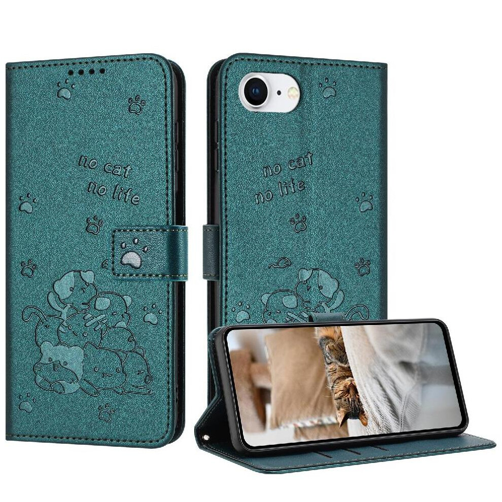 (C2) Flip Case For Iphone 17E Leather Wallet Cute Cat Card Holder Kickstand Pu Leather 764563242849