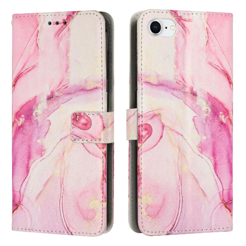 (Rose ) Flip Case For Iphone 17E Buckle Flap Painted Marble Card Insertion Wallet Case Gold 764563242887