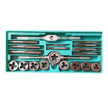 Alloy Steel Tap & Die Set with Adjustable Wrench, 12/20 pcs, Green/Silver