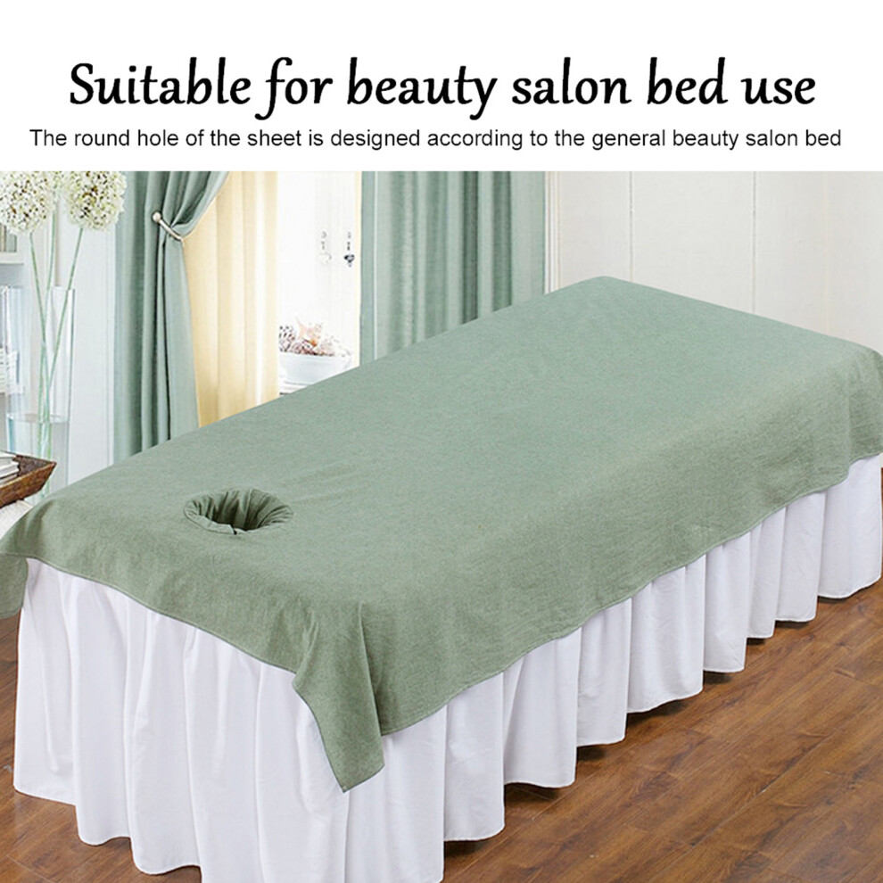 Green Cotton Spa Bed Cover with Face Hole 80x200cm for Beauty Salon