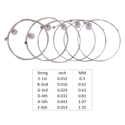 ZIKO DUS-012 Light Acoustic Guitar Strings Set, Silver Plated, 6 Strings