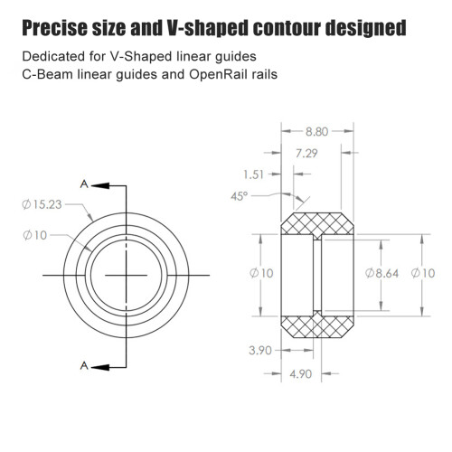 3D Printer V Shaped Linear Guide Wheel 2 Sets for C Beam OpenRail Durable Alloy 2