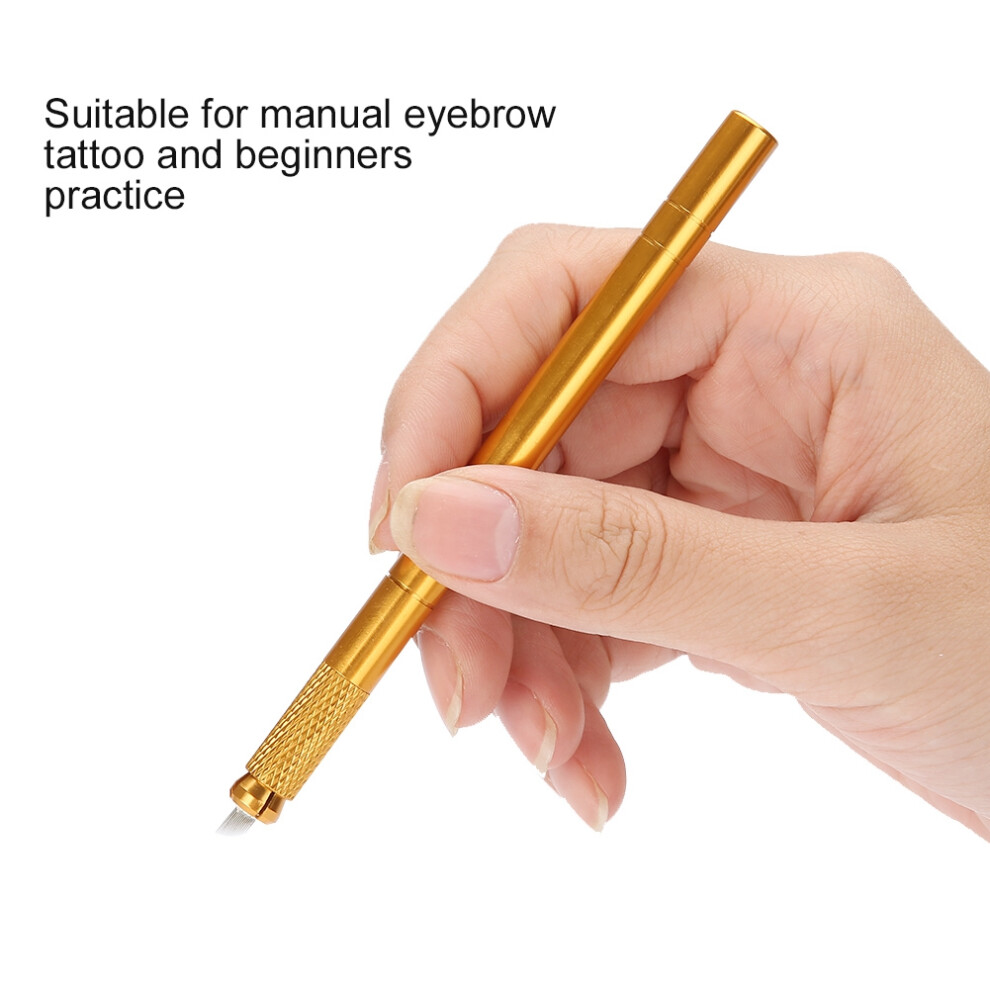 Gold Manual Microblading Tattoo Pen For Eyebrow Practice, 11.5Cm