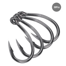 30 Stück scharfe Carbonstahl-Fischhaken 8# für Meeresangeln