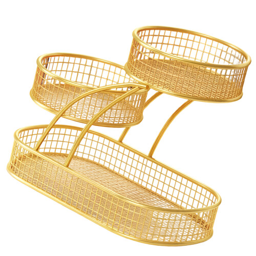 Space Saving 3 Tiers Metal Snacks Basket Storage Rack For-B