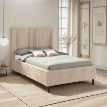 Maine 5ft Kingsize Bed - Taupe Velvet Fabric