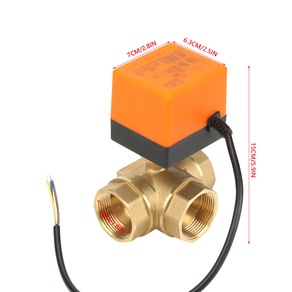 DC24V Motorised Ball Valve DN32 3-Way Brass