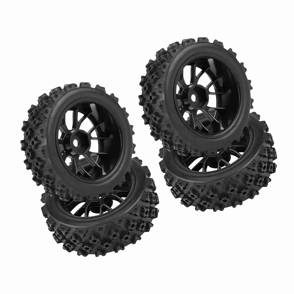 4Pcs 1/10 Rc Off Road Vehicle Rubber Tires 72Mm Wheel Rims Black 4311392577503