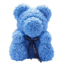 Blue Artificial Rose Flower Bear, 17x17x23cm, Perfect Gift
