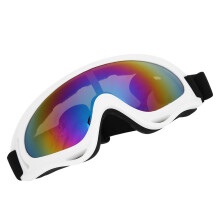 Unisex PC Windproof Skiing & Cycling Glasses White Frame, Light Blue & Red Lenses