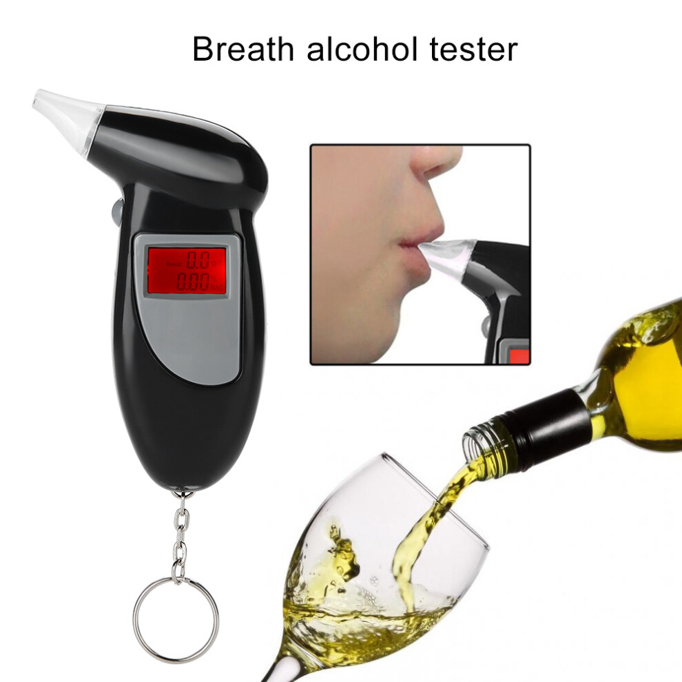 Portable Digital LCD Breath Alcohol Tester Black, 0.000-0.19% BAC