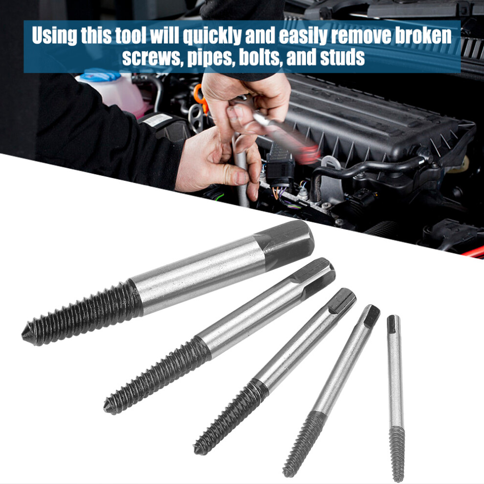 5pc Chrome Vanadium Damaged Bolt Extractor Set