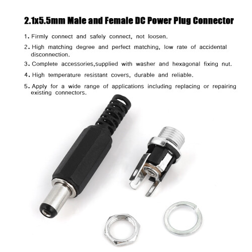 2,1x5,5 mm 12V Stecker Set 10er 1