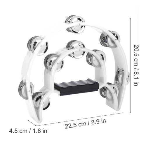 White Double Row Percussion Tambourine