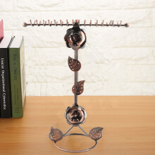 Bronze Rose Flower Jewelry Display Stand Dual Raw Hook Necklace Bracelet Rack