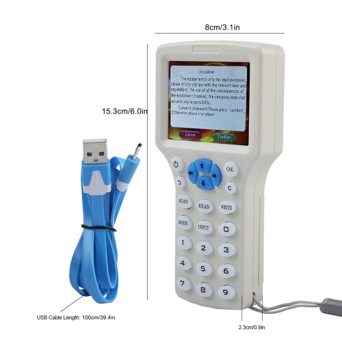 8 Frequency Multifunctional NFC RFID Copier with 2.8" Color Screen, White 1