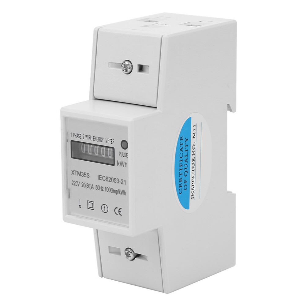 1 Phase DIN Rail Energy Meter 220V 20(80)A